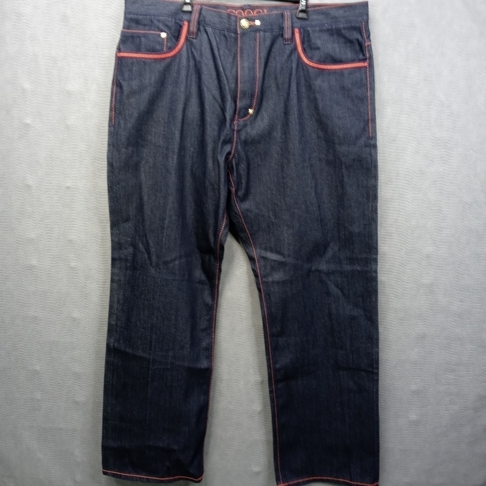 Coogi men's embroidered blue denim jeans 44" waist